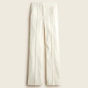Full-length wide-leg tuxedo pant in Italian wool ivory